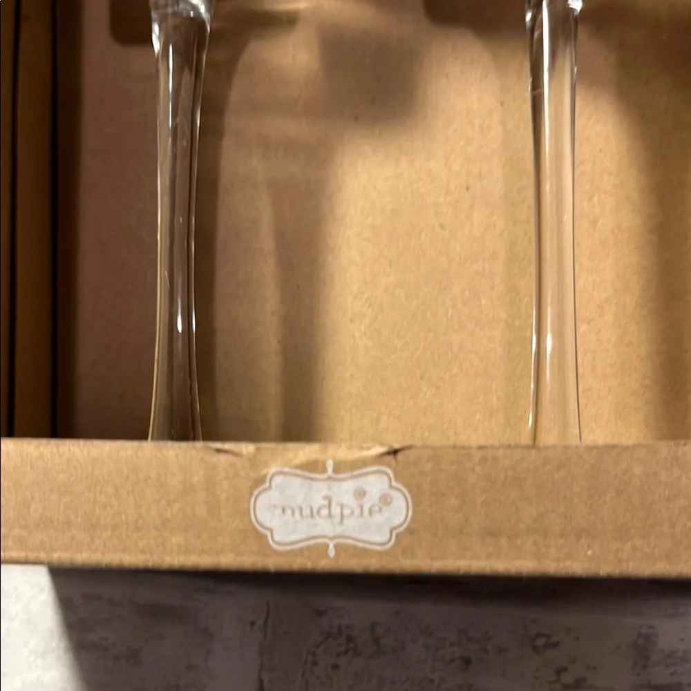 Mudpie Mr & Mrs Wine Glass Champagne toast Set with Ribbon wedding bride groom
